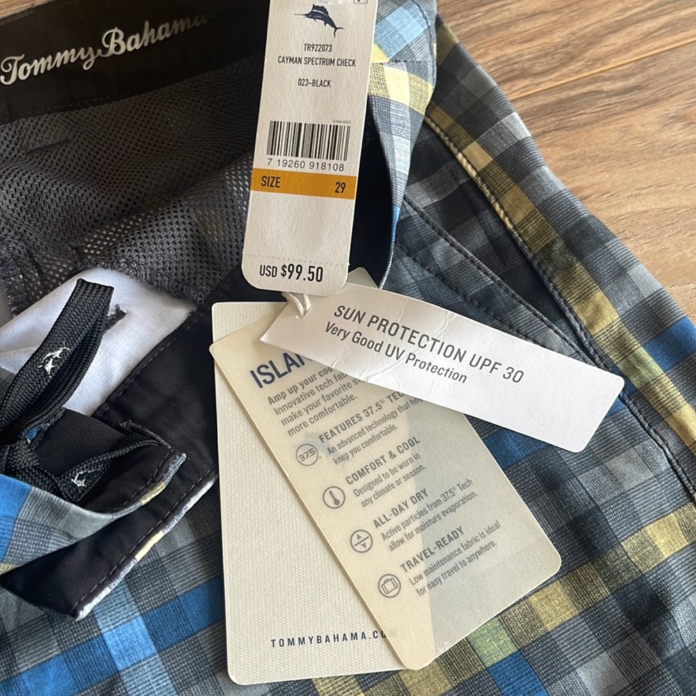 NWT TOMMY BAHAMA Cayman Spectrum Check Island Active Shorts Men - Picture 5 of 7